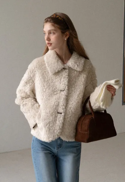 Women Faux Shearling Jacket Short Teddy Coat Winter