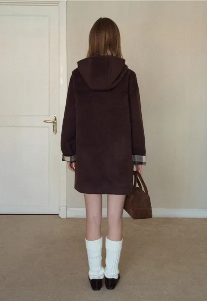 Women Winter Wool Coat Hooded Duffle Outerwear