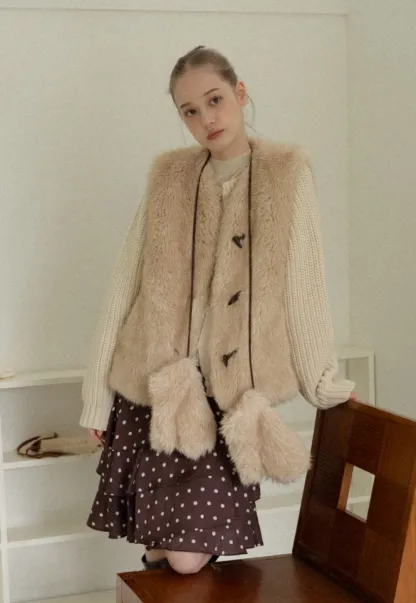 Soft Shearling Vest Women Warm Fuzzy Gilet