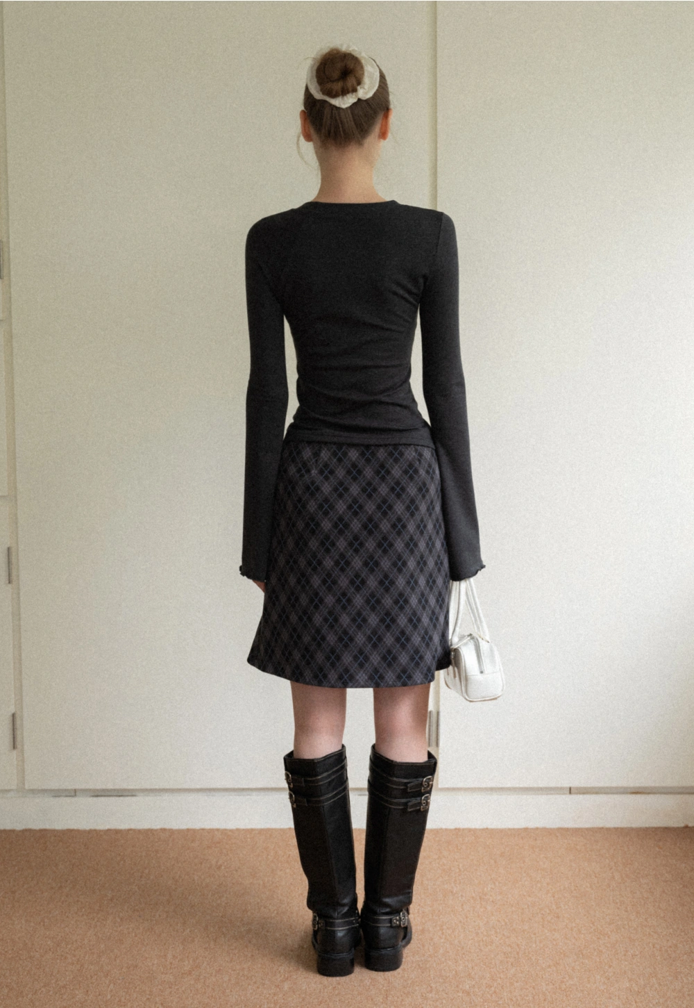 Women Gray Knot Detail Long Sleeve Top