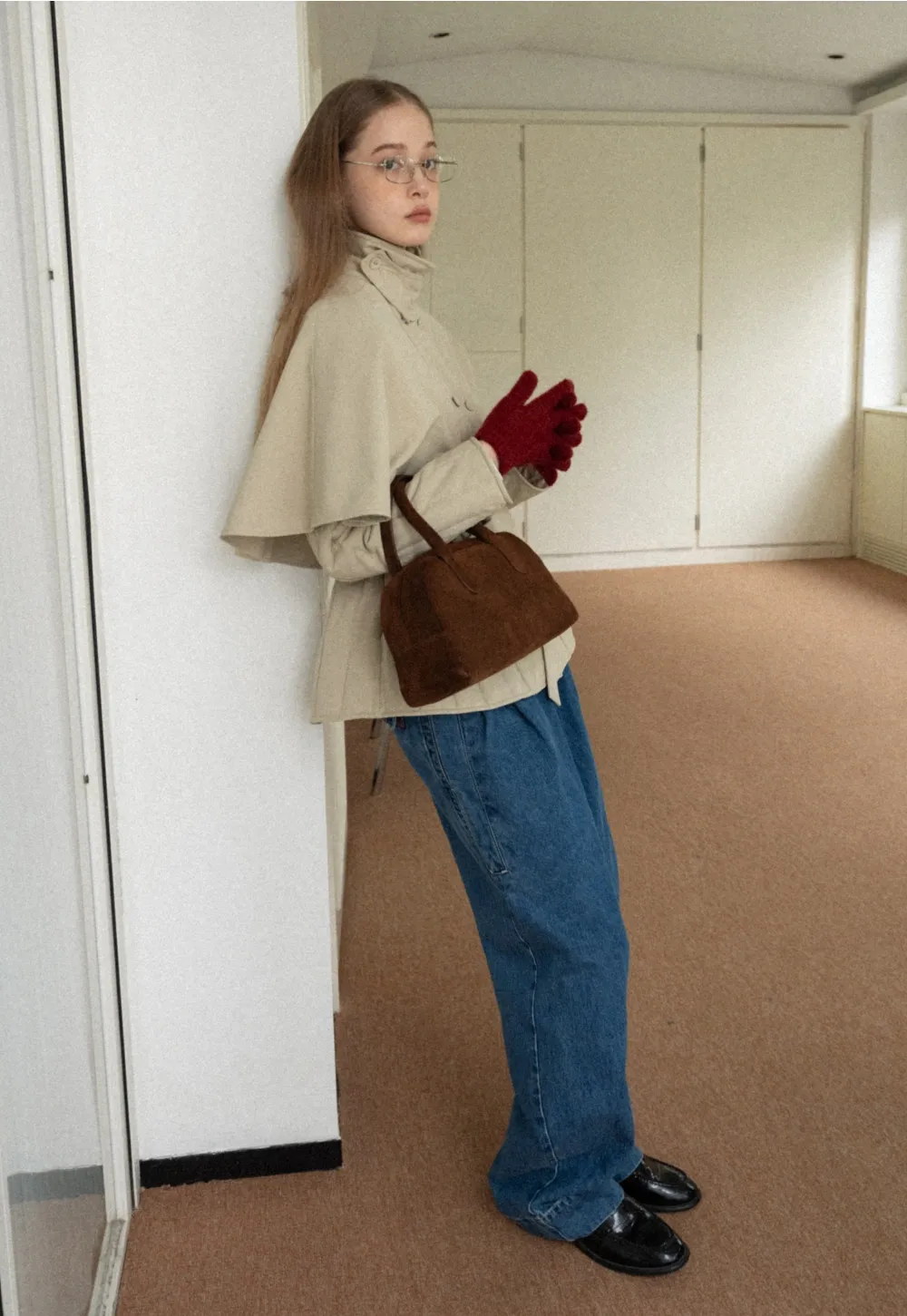 Trench Coat with Belt and Cape Sleeves for Women