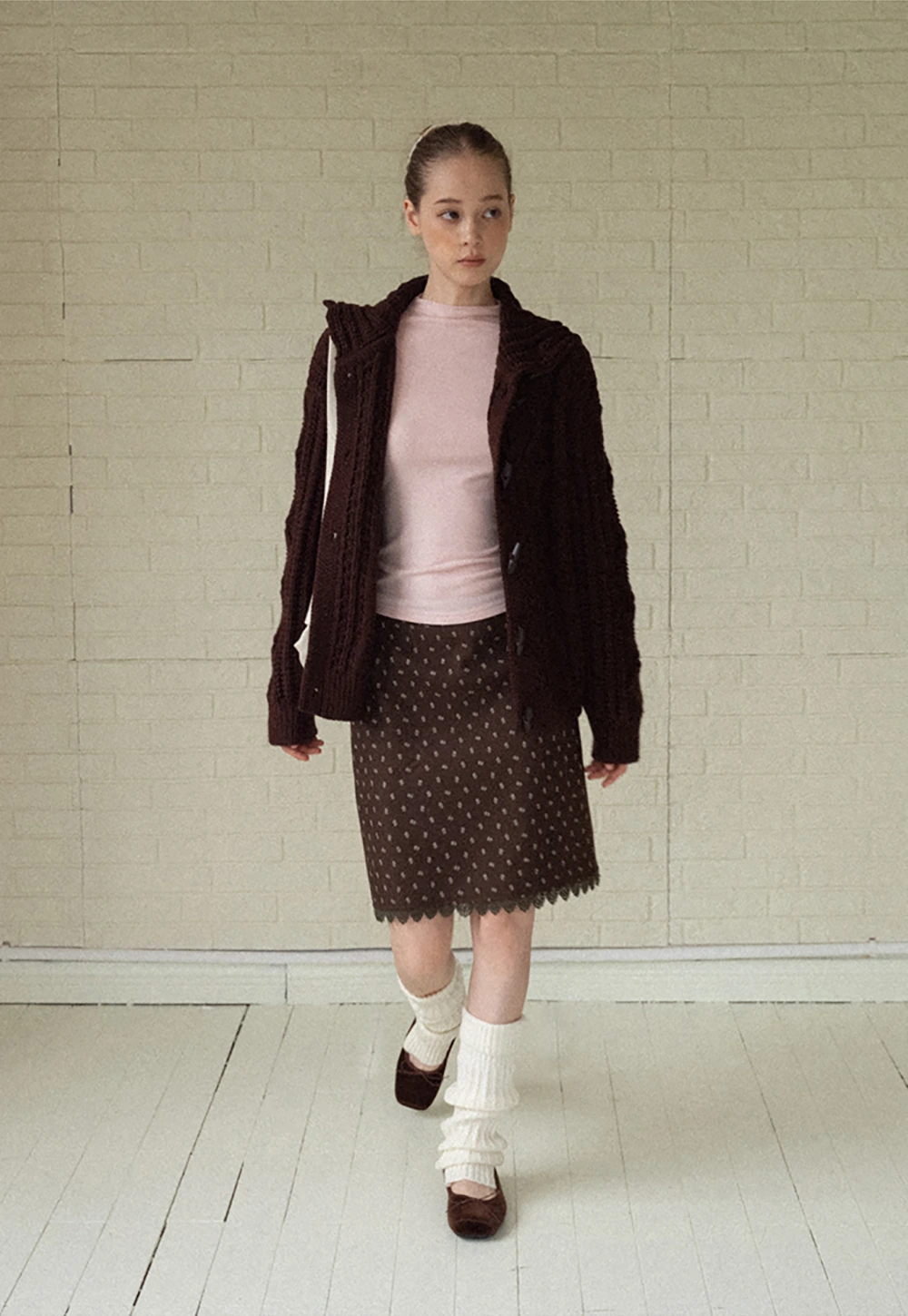 Loose Fit Turtleneck Sweater Cardigan with Cable Knit and Toggle Closure