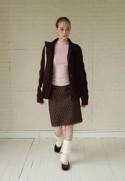 Loose Fit Turtleneck Sweater Cardigan with Cable Knit and Toggle Closure