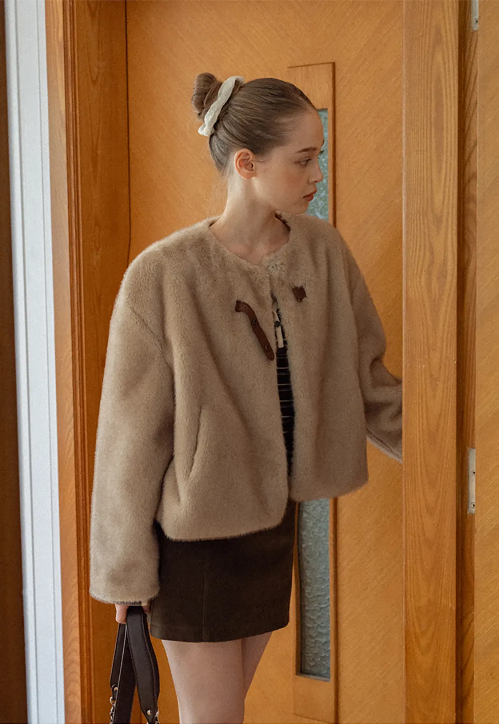 Suede Belted Mini Skirt