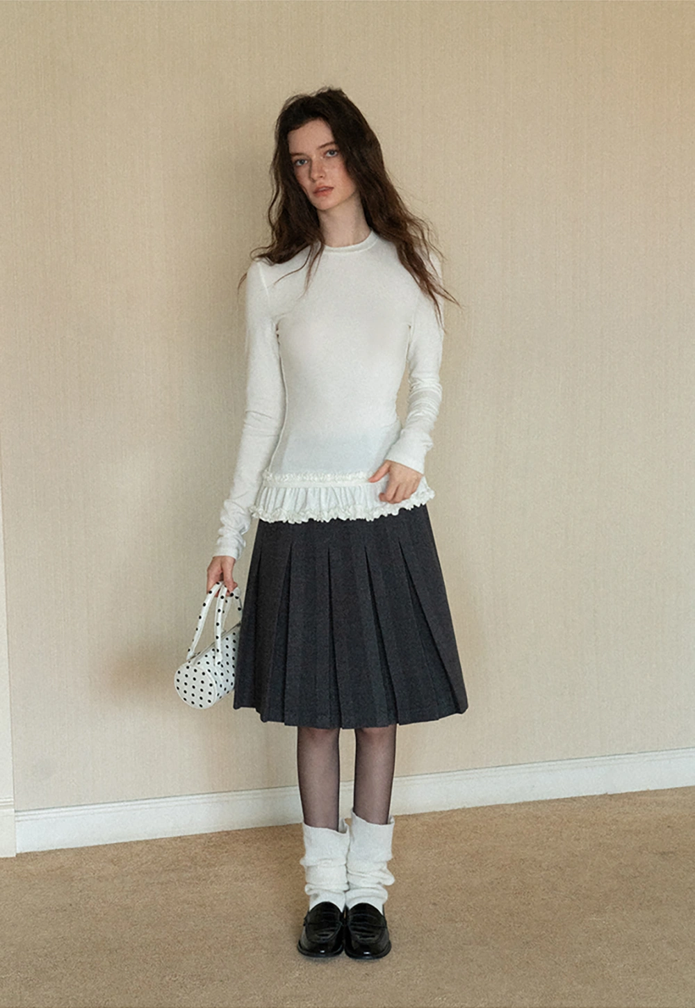 Women Vintage Blazer and Pleated Skirt Two Piece Set