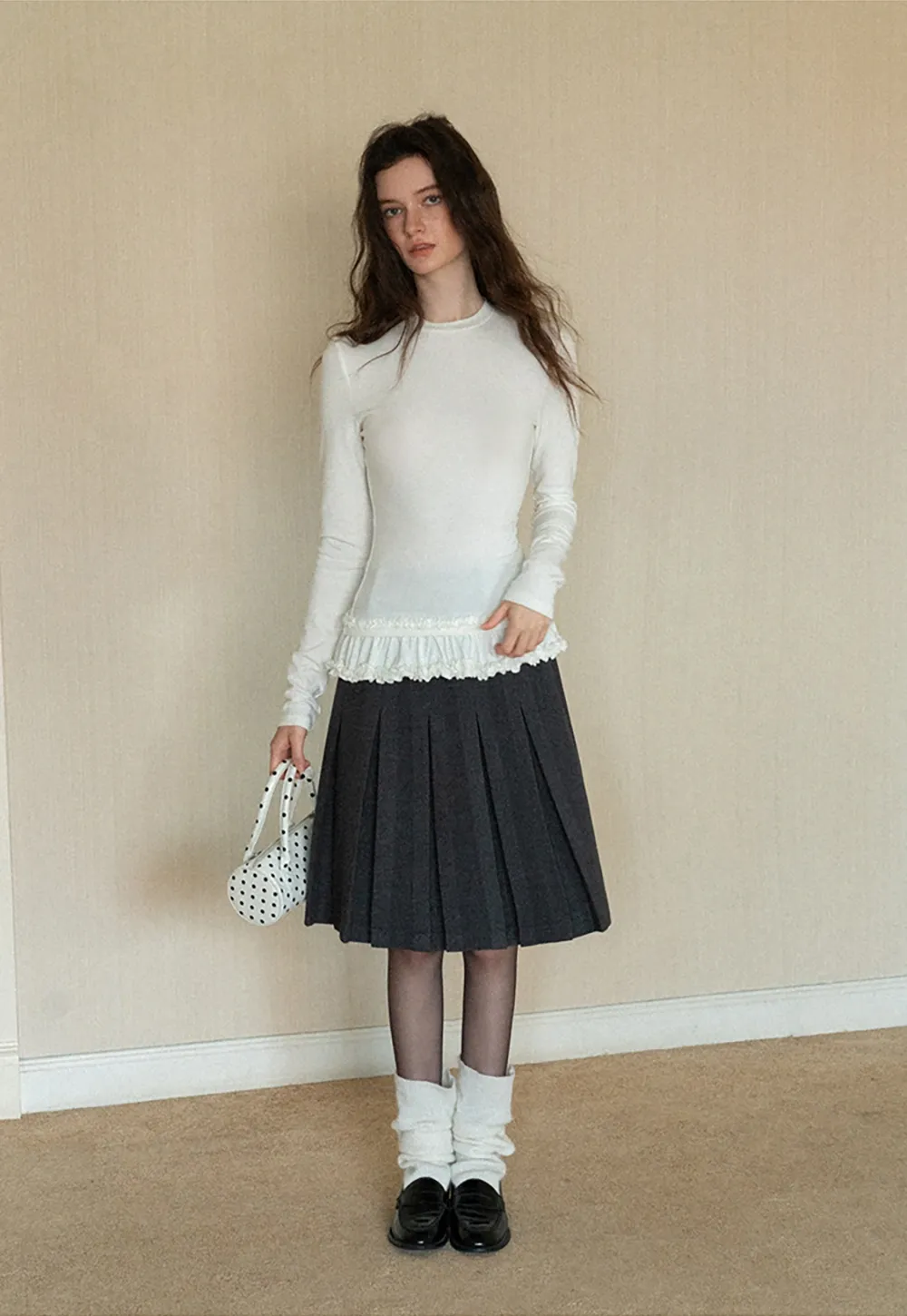 Women Vintage Blazer and Pleated Skirt Two Piece Set