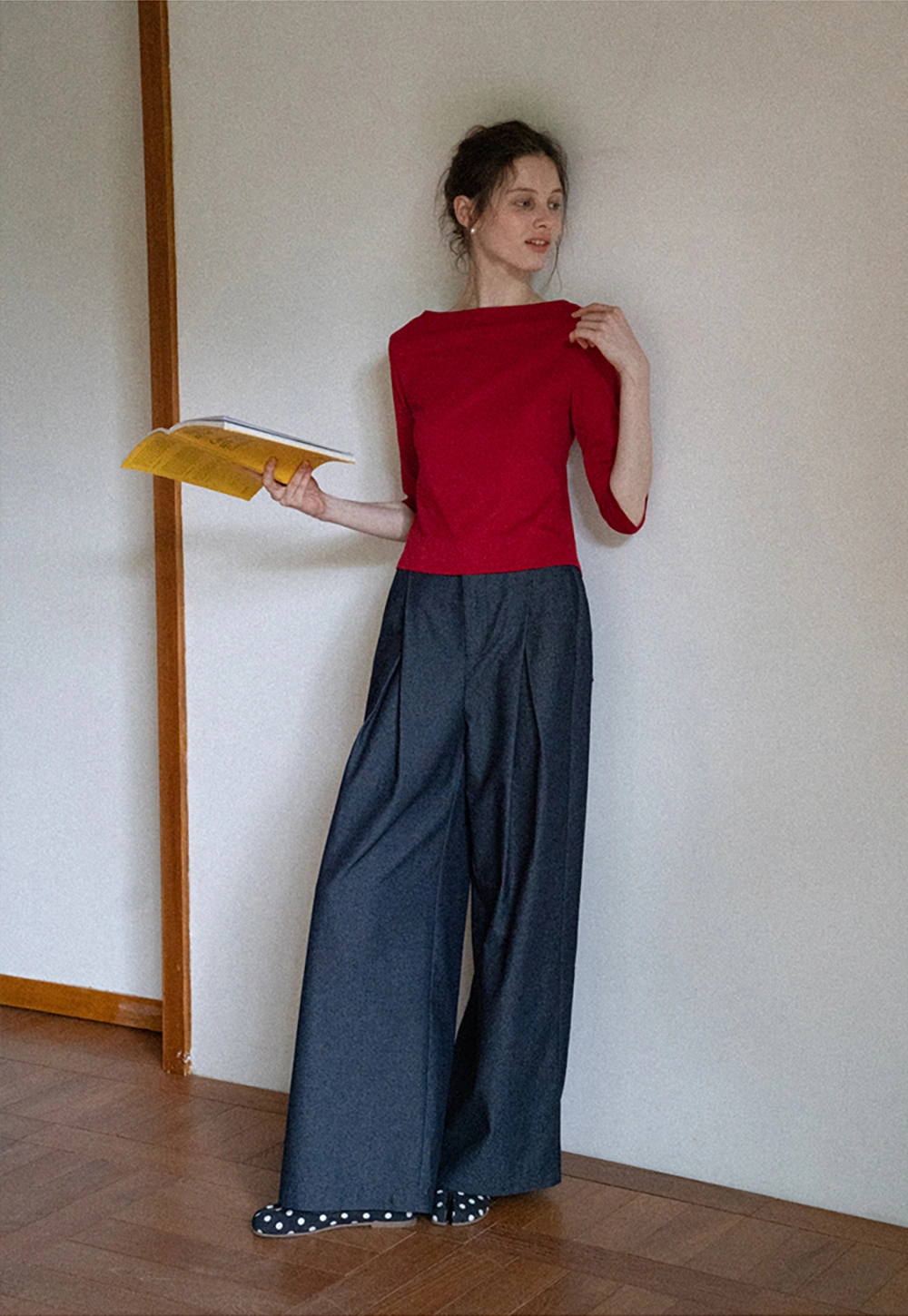 Women's High Waist Pleated Wide Leg Trousers