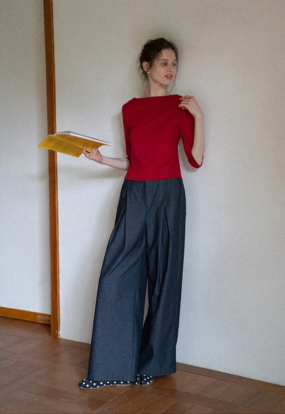 Women's High Waist Pleated Wide Leg Trousers