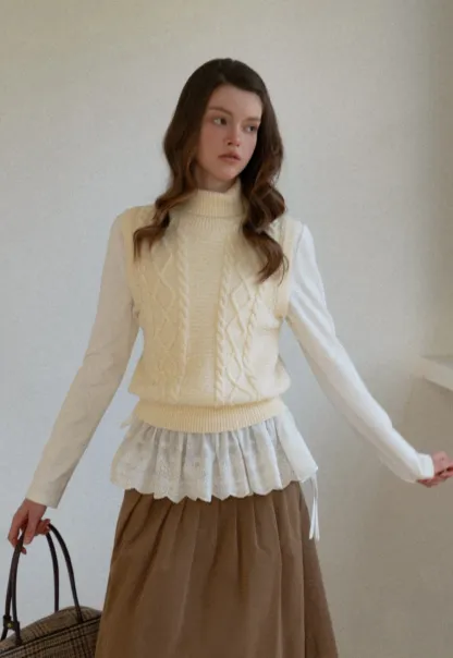 Lace Peplum Long Sleeve Top