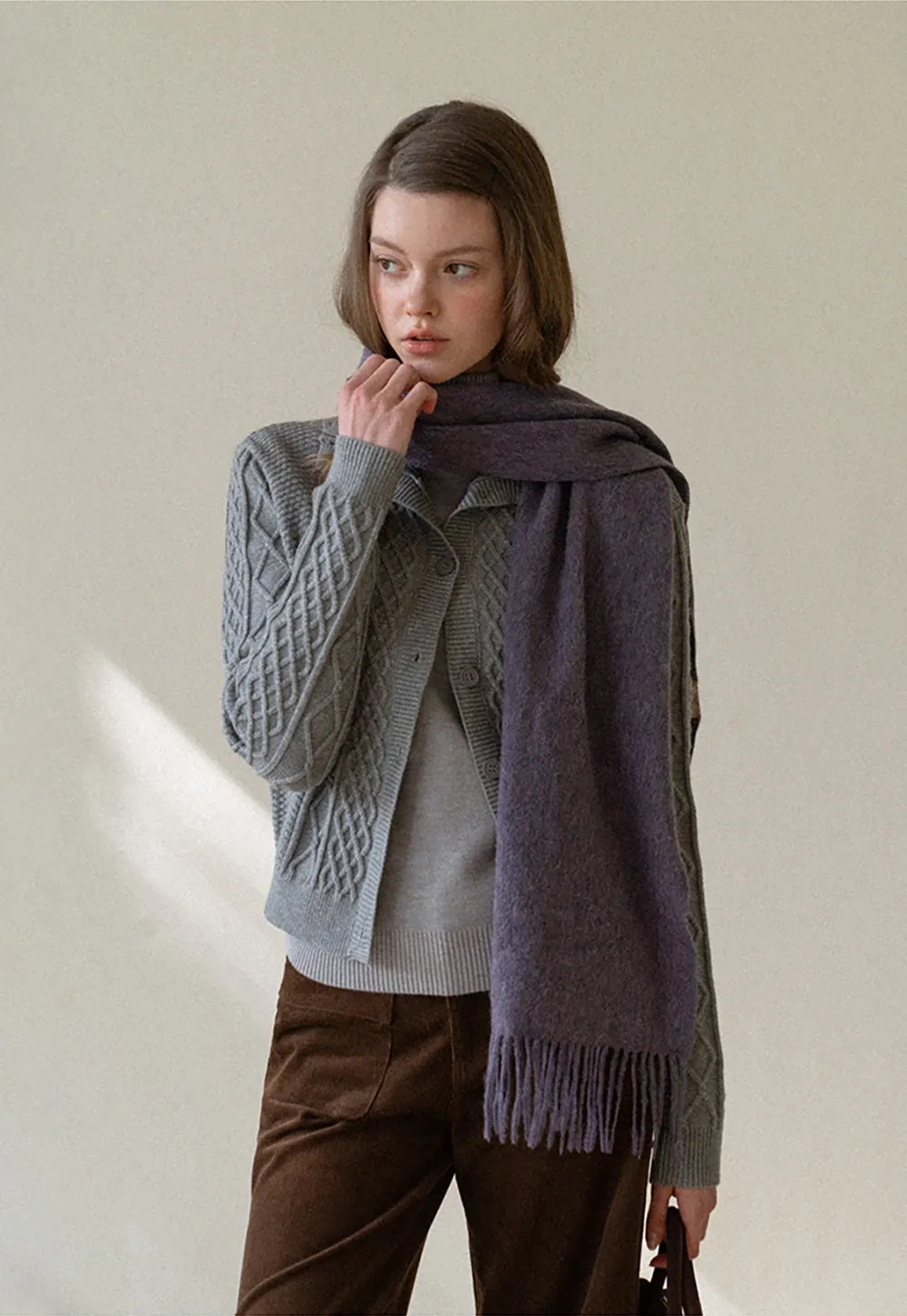 Cable Knit Cropped Cardigan