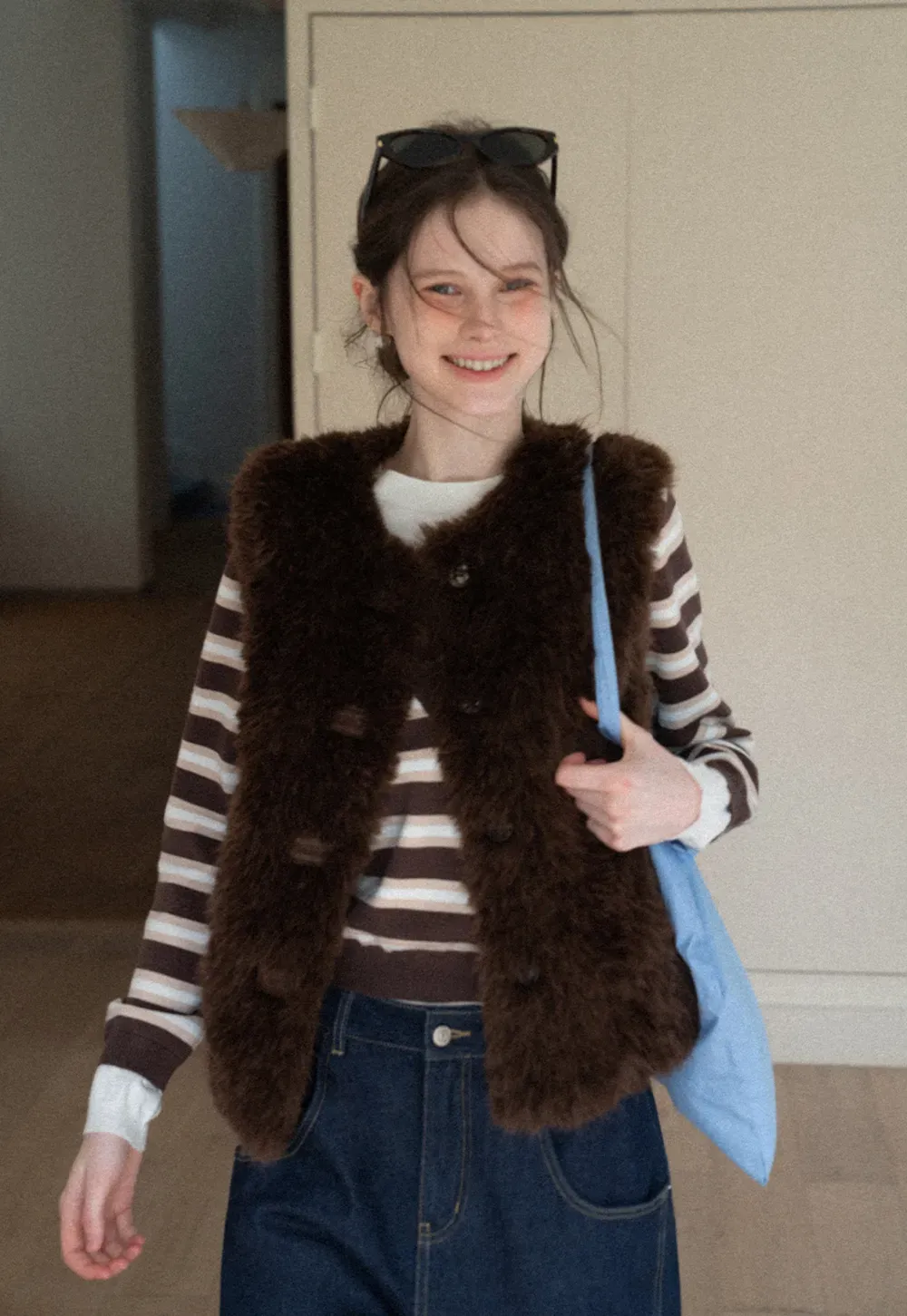 Layered V-Neck Striped Sweater