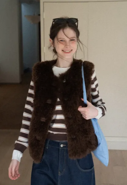 Layered V-Neck Striped Sweater