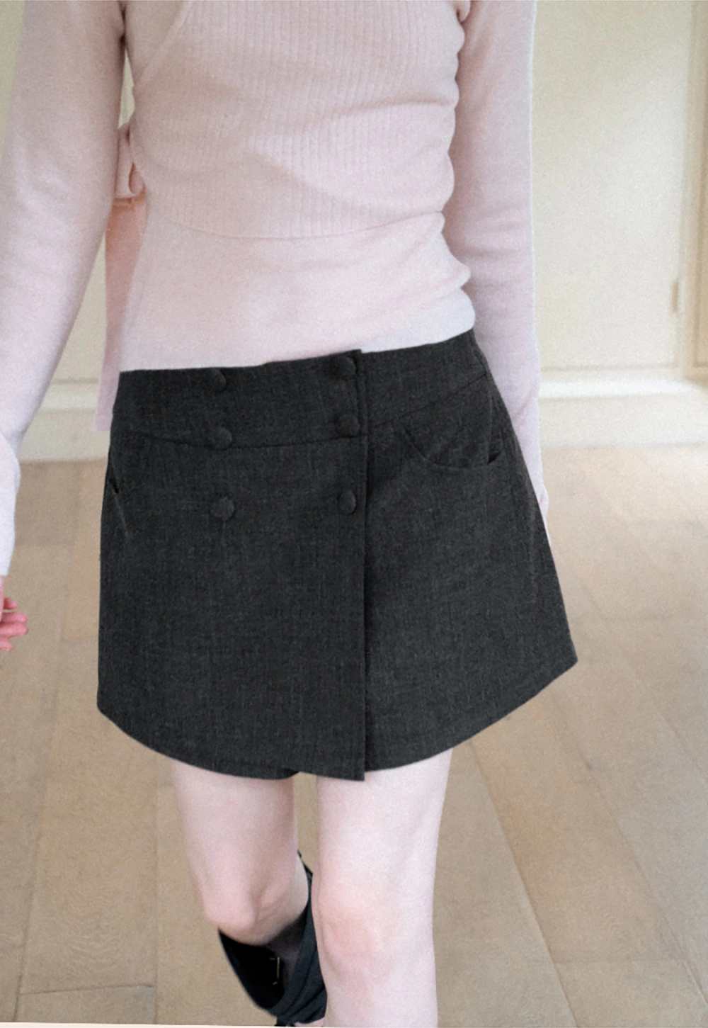 Asymmetrical Wrap Front High Waist Skirt