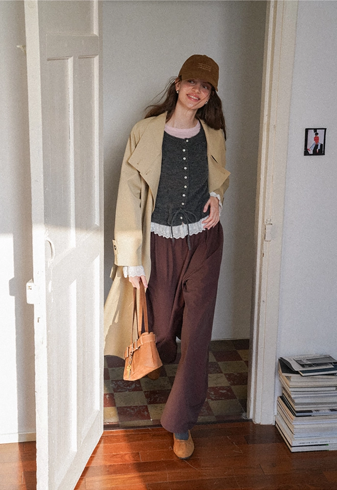 Lace-Trim Cardigan Sweater