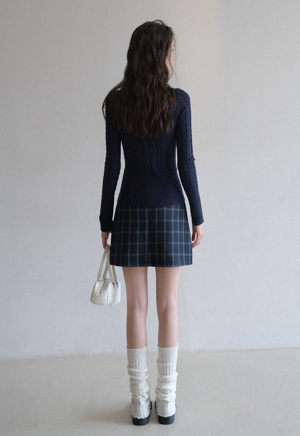 Casual Long Sleeve Cable Knit Top with Zipper