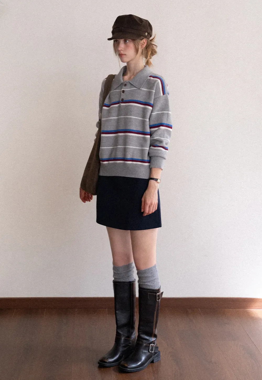 Striped Polo Knit Sweater