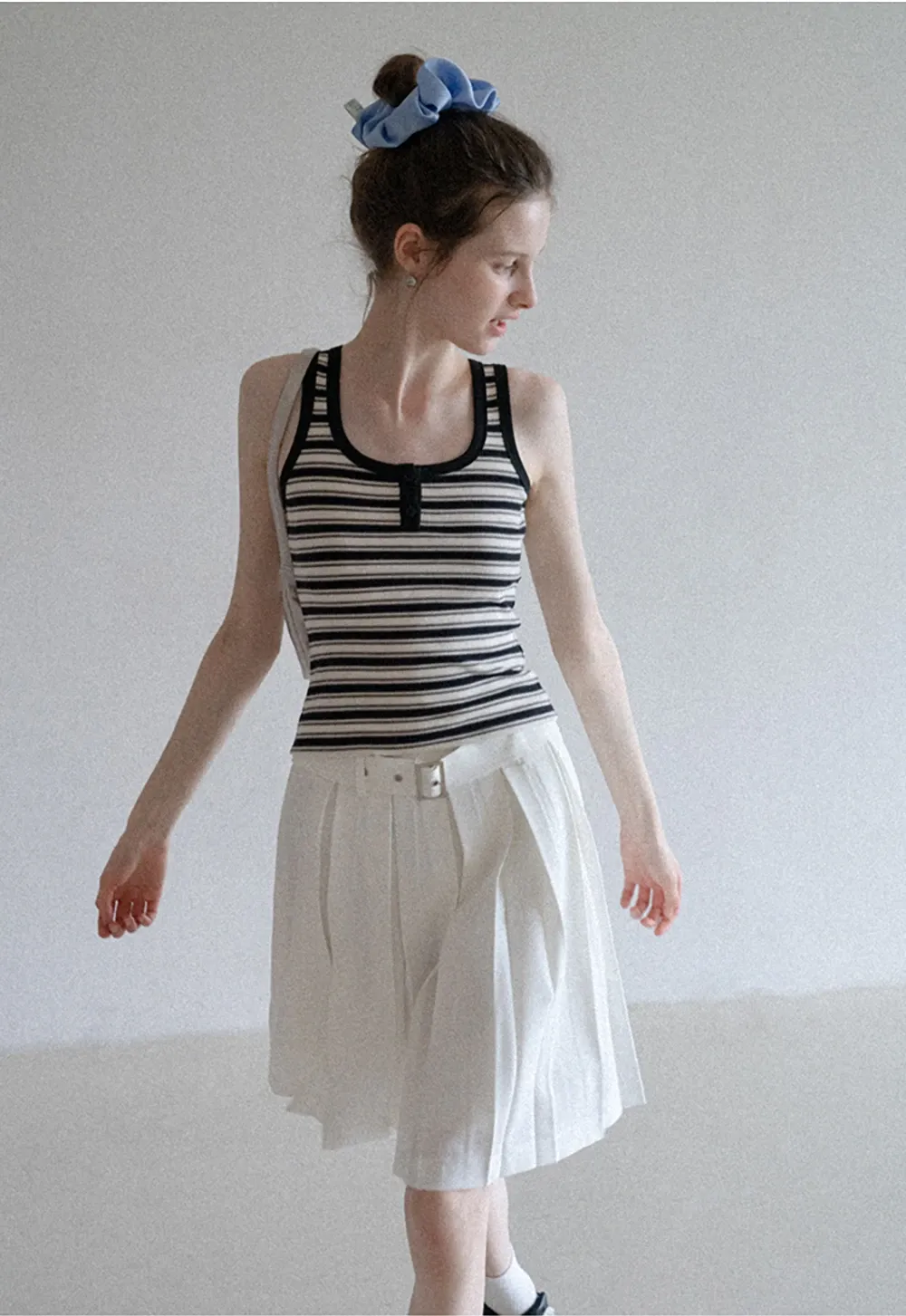 Women’s Striped Ribbed Henley Tank