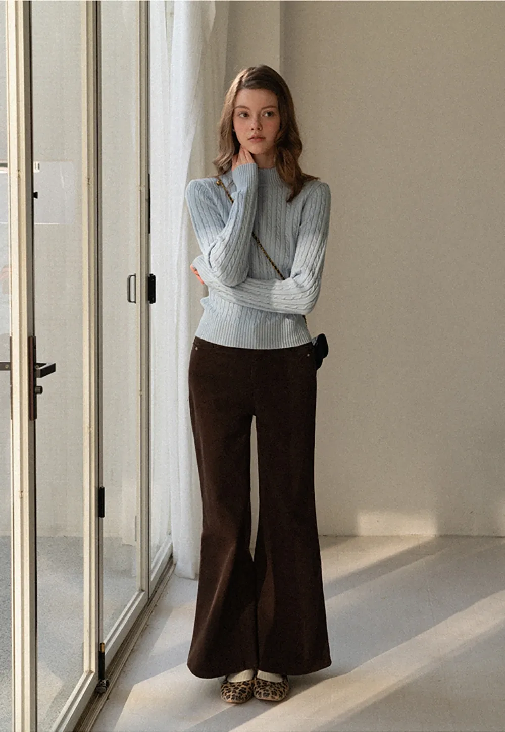 Soft Cotton Wide-Leg Pants with Button Detail