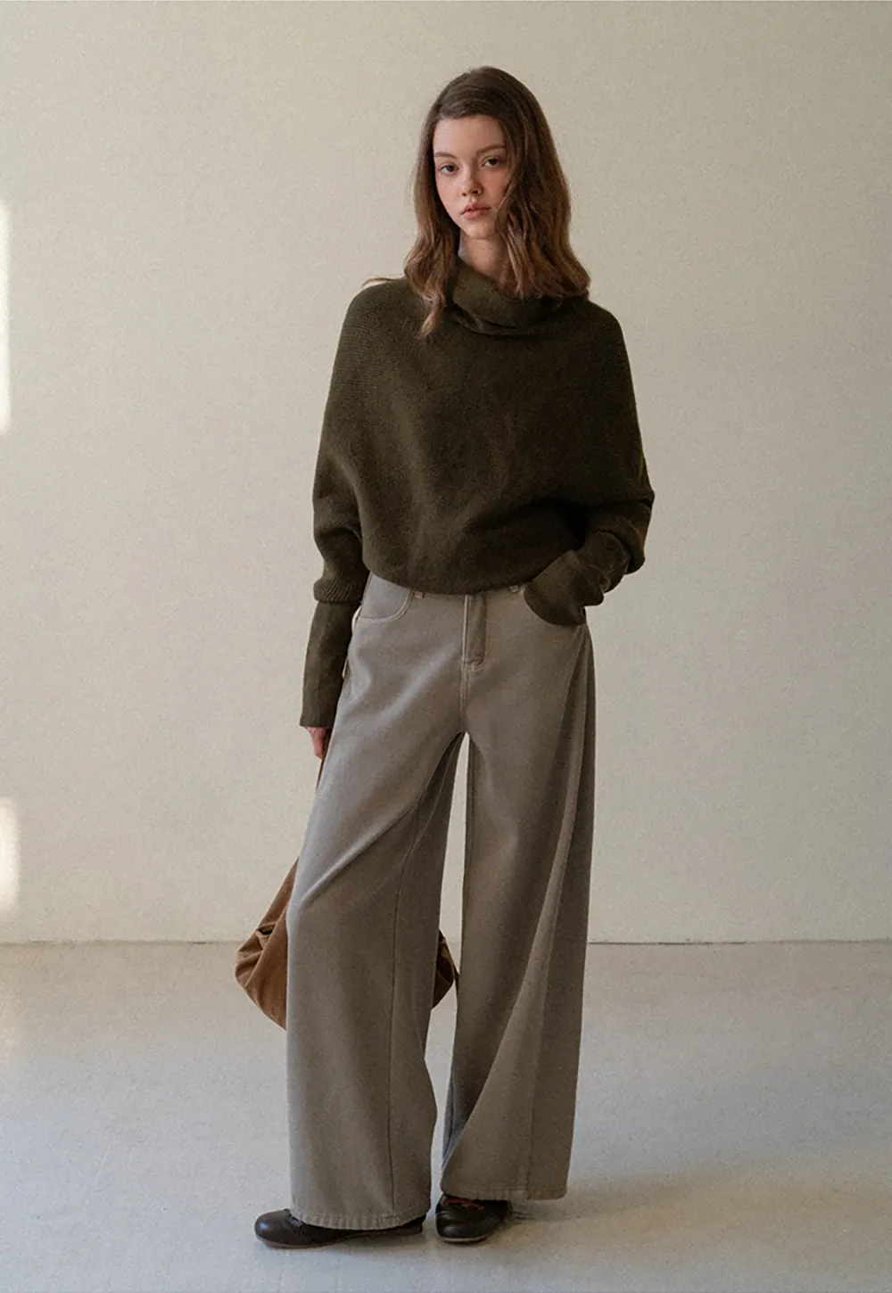 Modern Wrap Mock Neck Knit Top with Long Sleeves