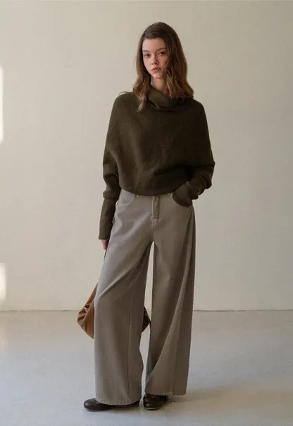 Modern Wrap Mock Neck Knit Top with Long Sleeves