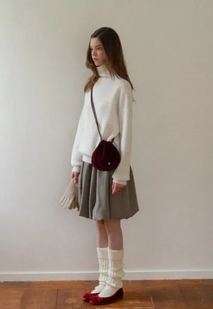 High-Neck Melange Knit Sweater