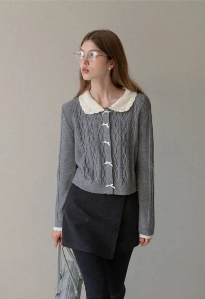 Faux Two Piece Wool Blend Mini Skirt