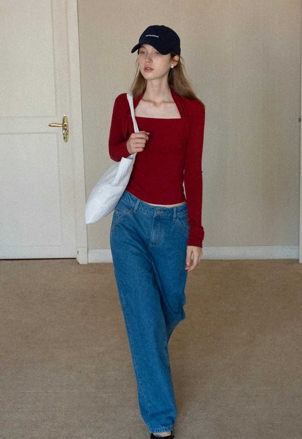 Vintage Blue Wide Leg Jeans Women Casual Style