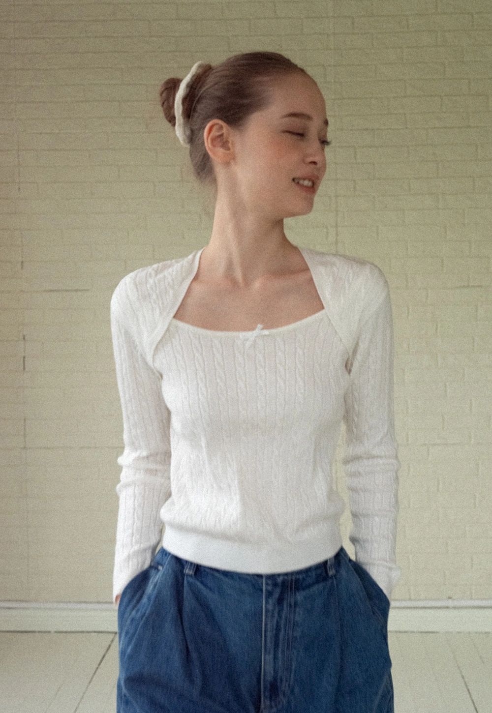 Soft Long Sleeve Cable Knit Top for Casual Wear