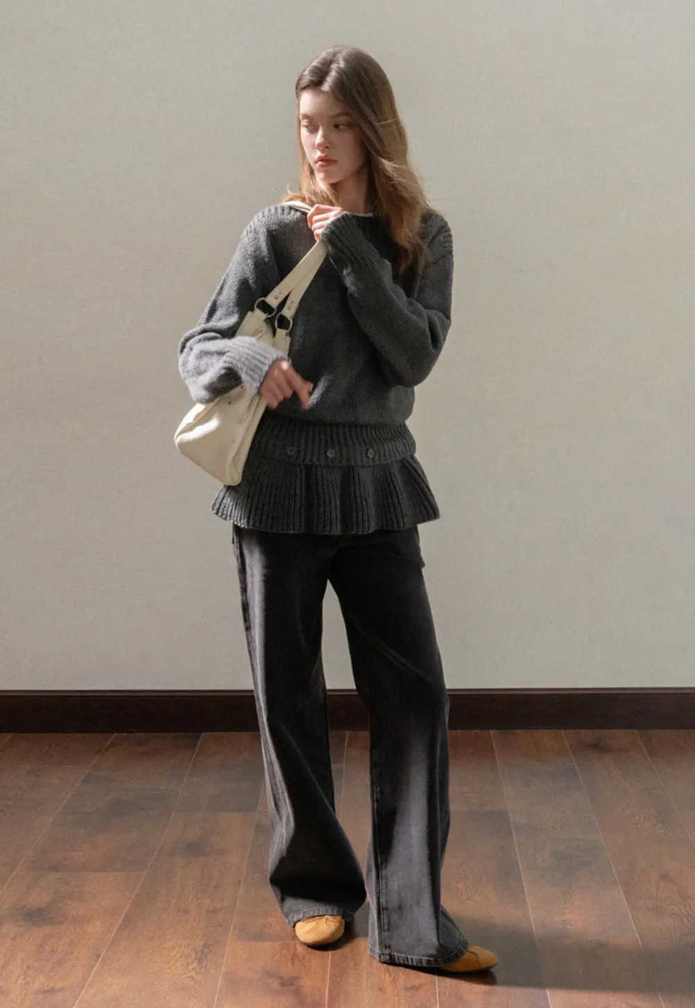 Trendy Women Sweater with Loose Detachable Hem