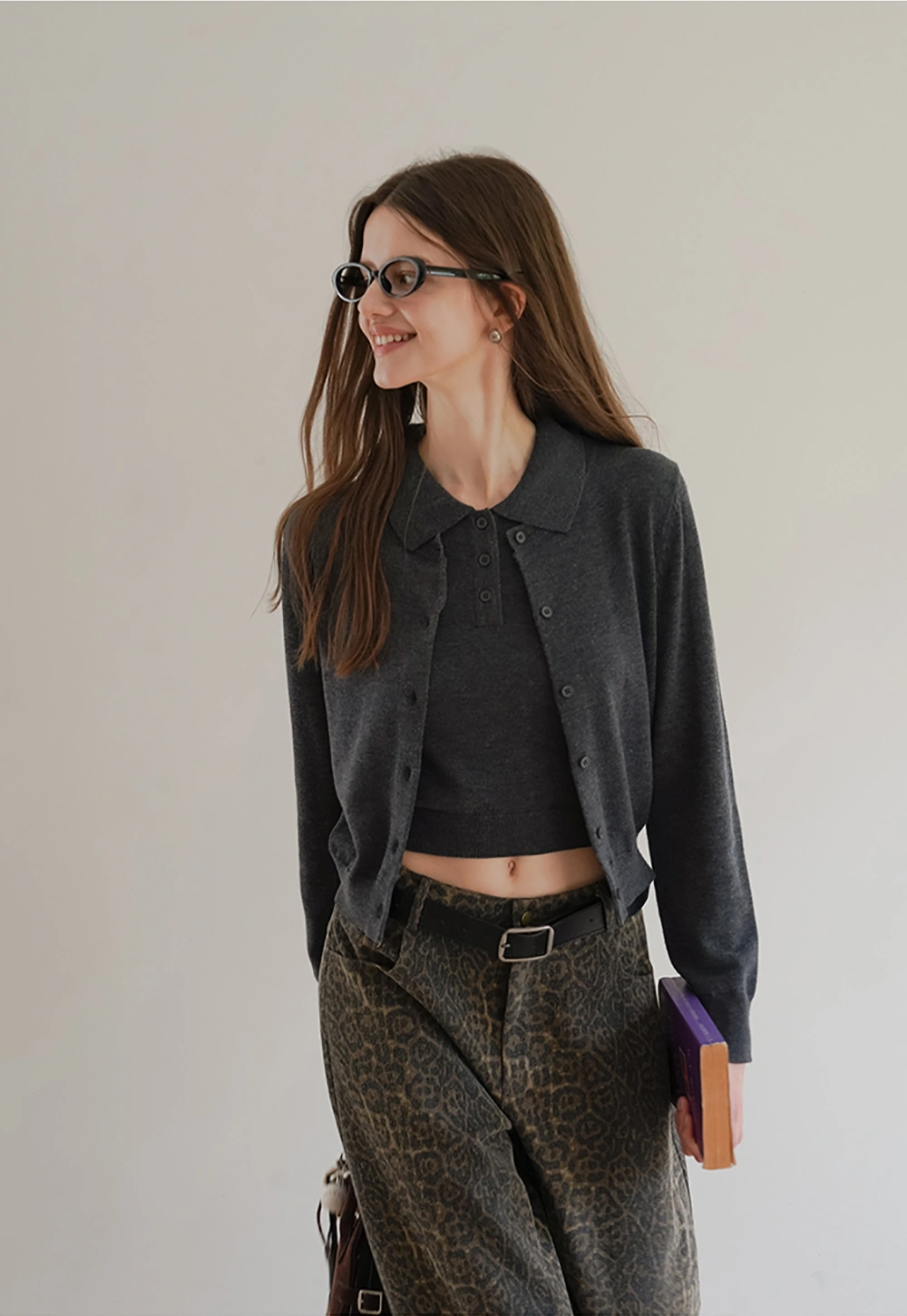 Womens Knit Cardigan Sweater Vest Set