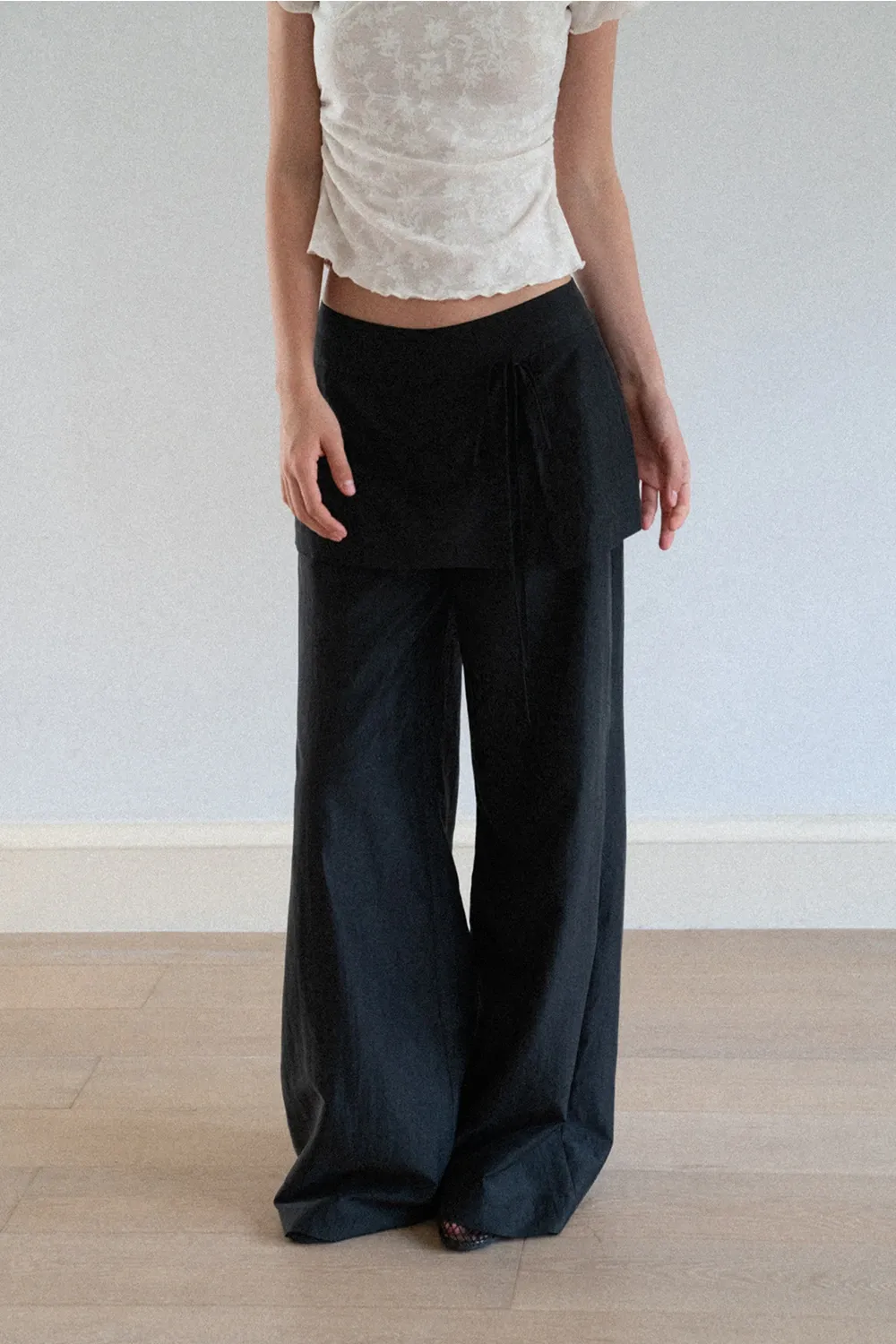 Drawstring Waist Wide Leg Casual Pants