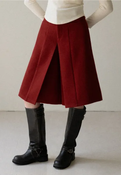 Flowy Skirt-Style Wide-Leg Cropped Trousers