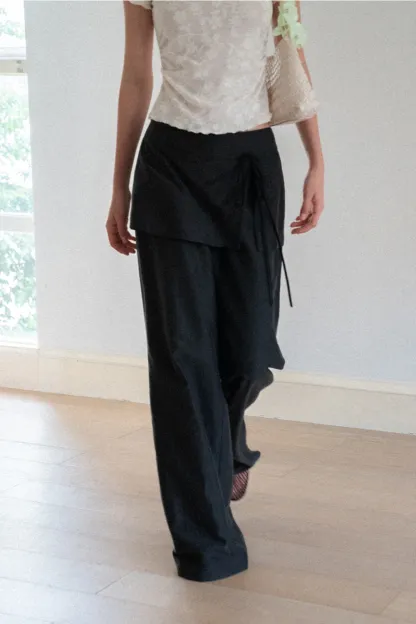 Drawstring Waist Wide Leg Casual Pants