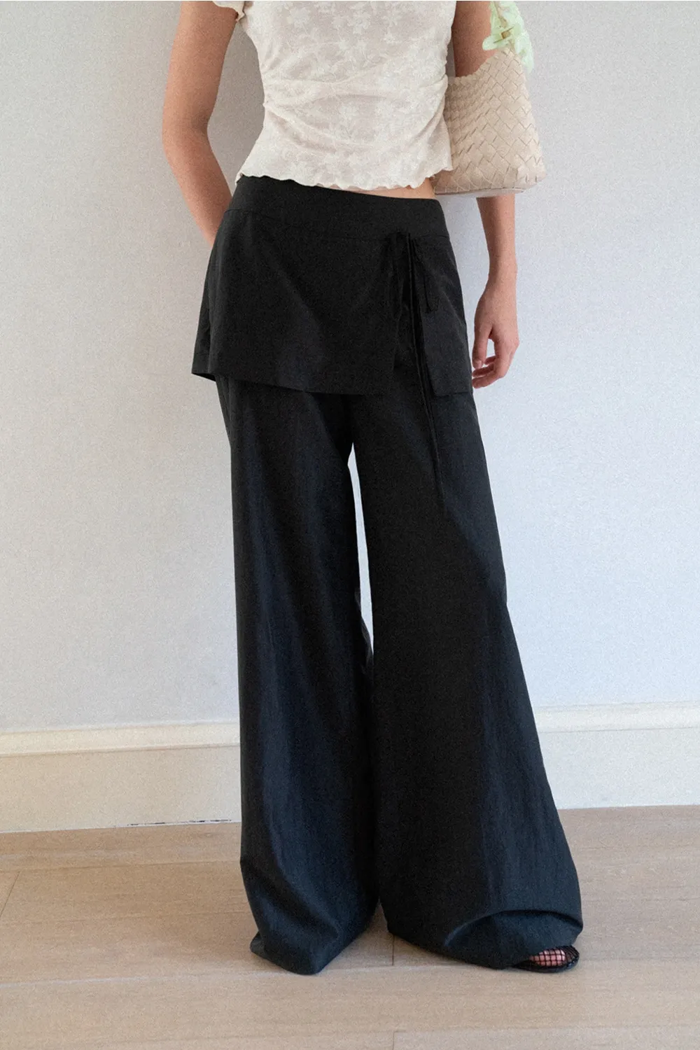 Drawstring Waist Wide Leg Casual Pants