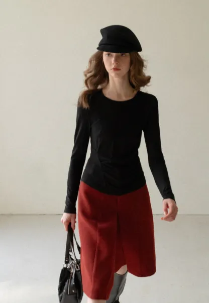 Flowy Skirt-Style Wide-Leg Cropped Trousers