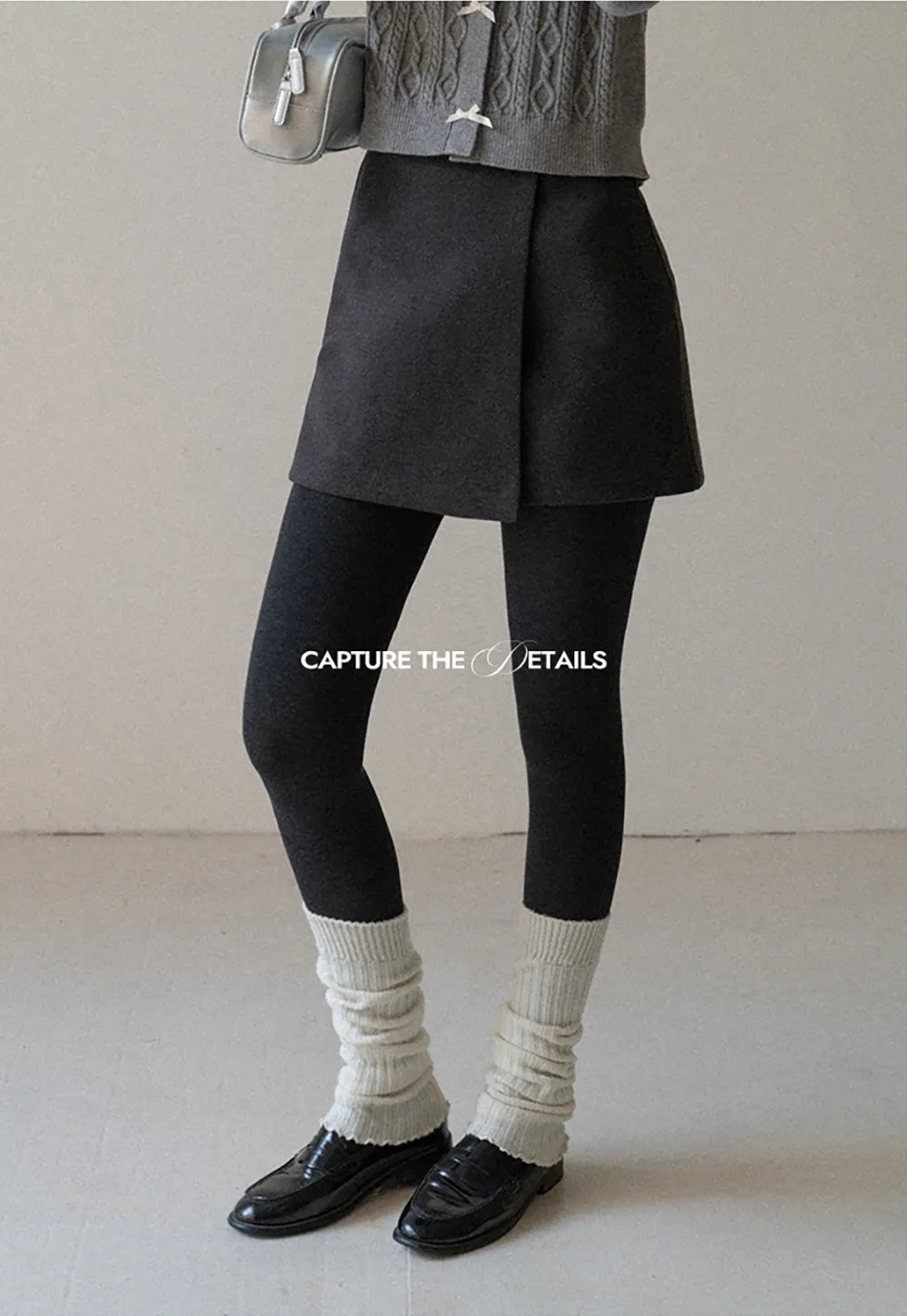 Faux Two Piece Wool Blend Mini Skirt