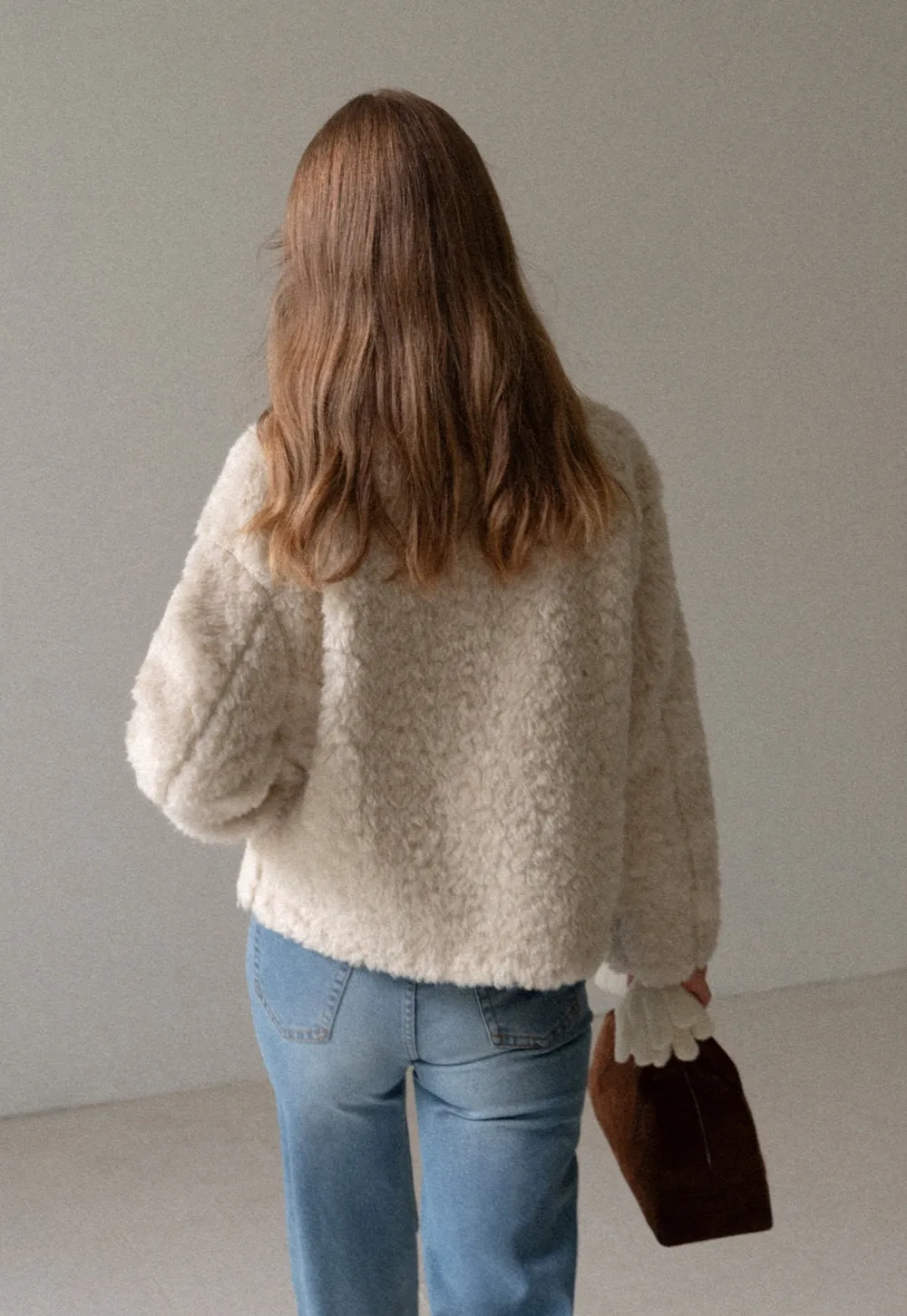 Women Faux Shearling Jacket Short Teddy Coat Winter