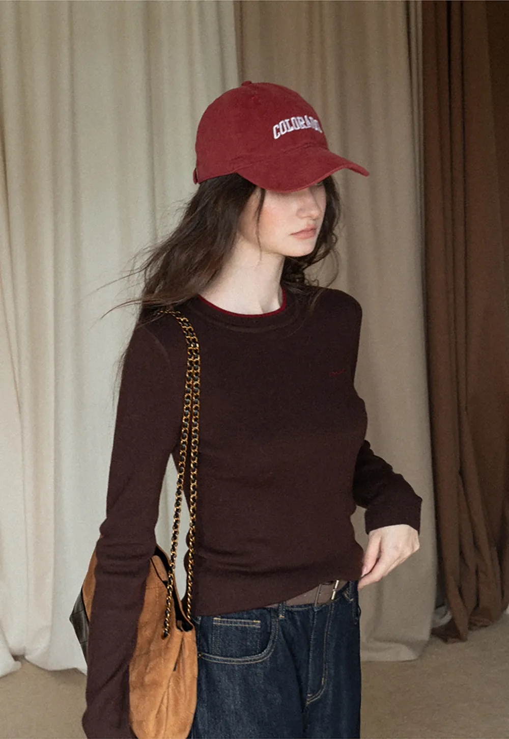 Women Long Sleeve Crop Knit Top