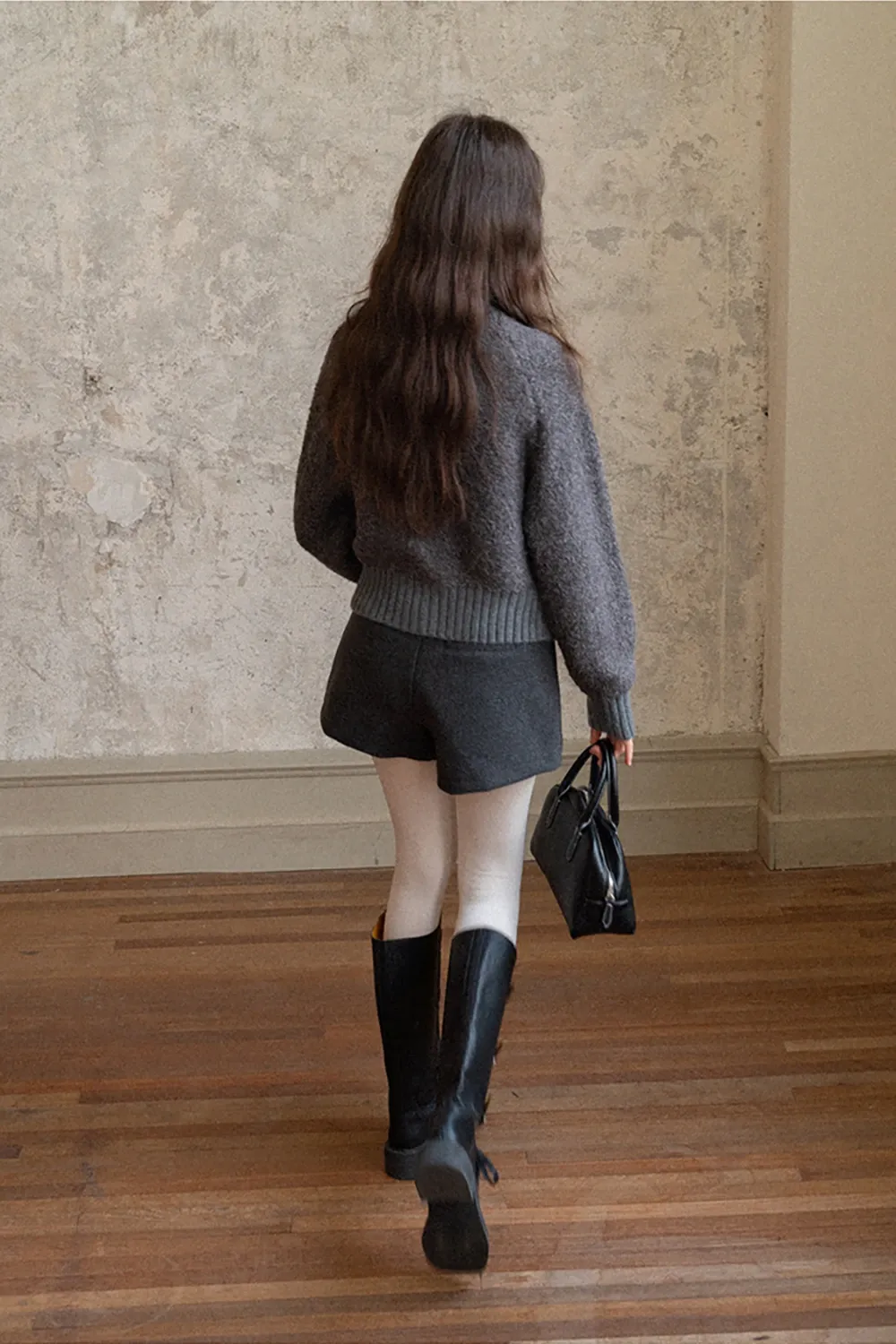 Single-Breasted High Neck Raglan Sweater