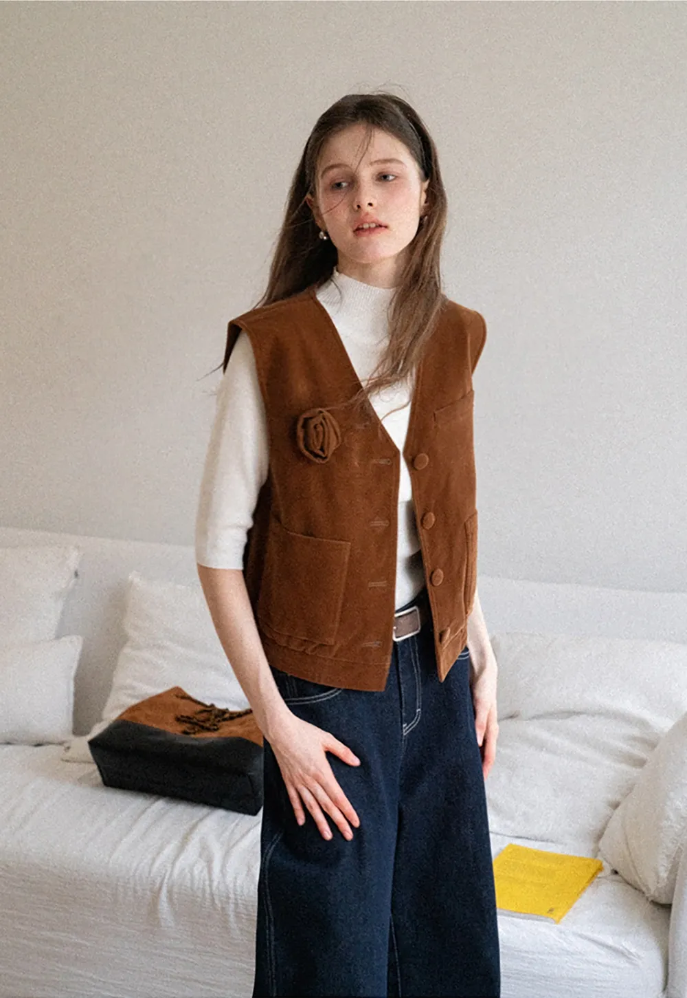 Women's Half Sleeve Mock Neck Knit Top