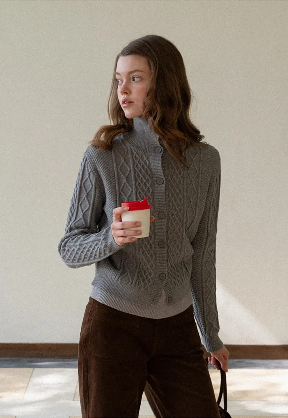 Cable Knit Cropped Cardigan