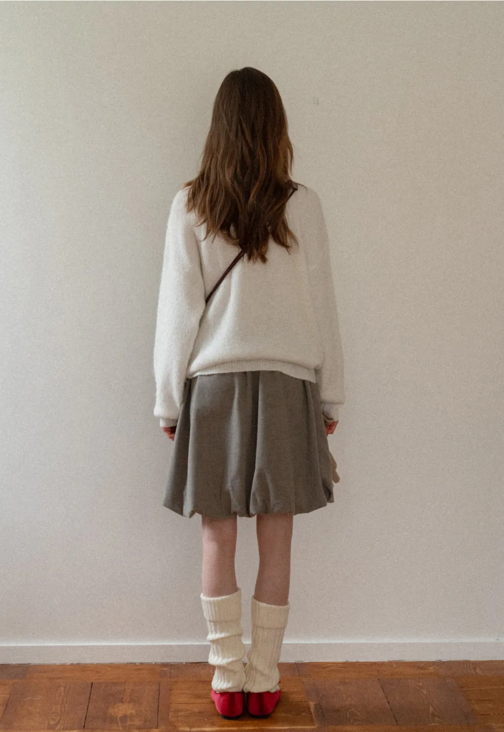 High-Neck Melange Knit Sweater