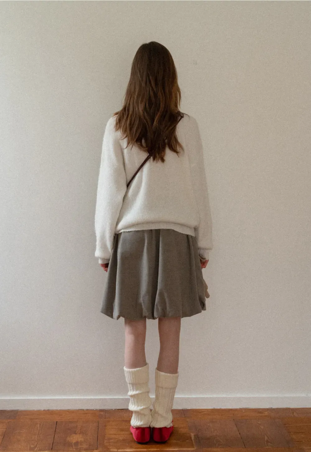 High-Neck Melange Knit Sweater