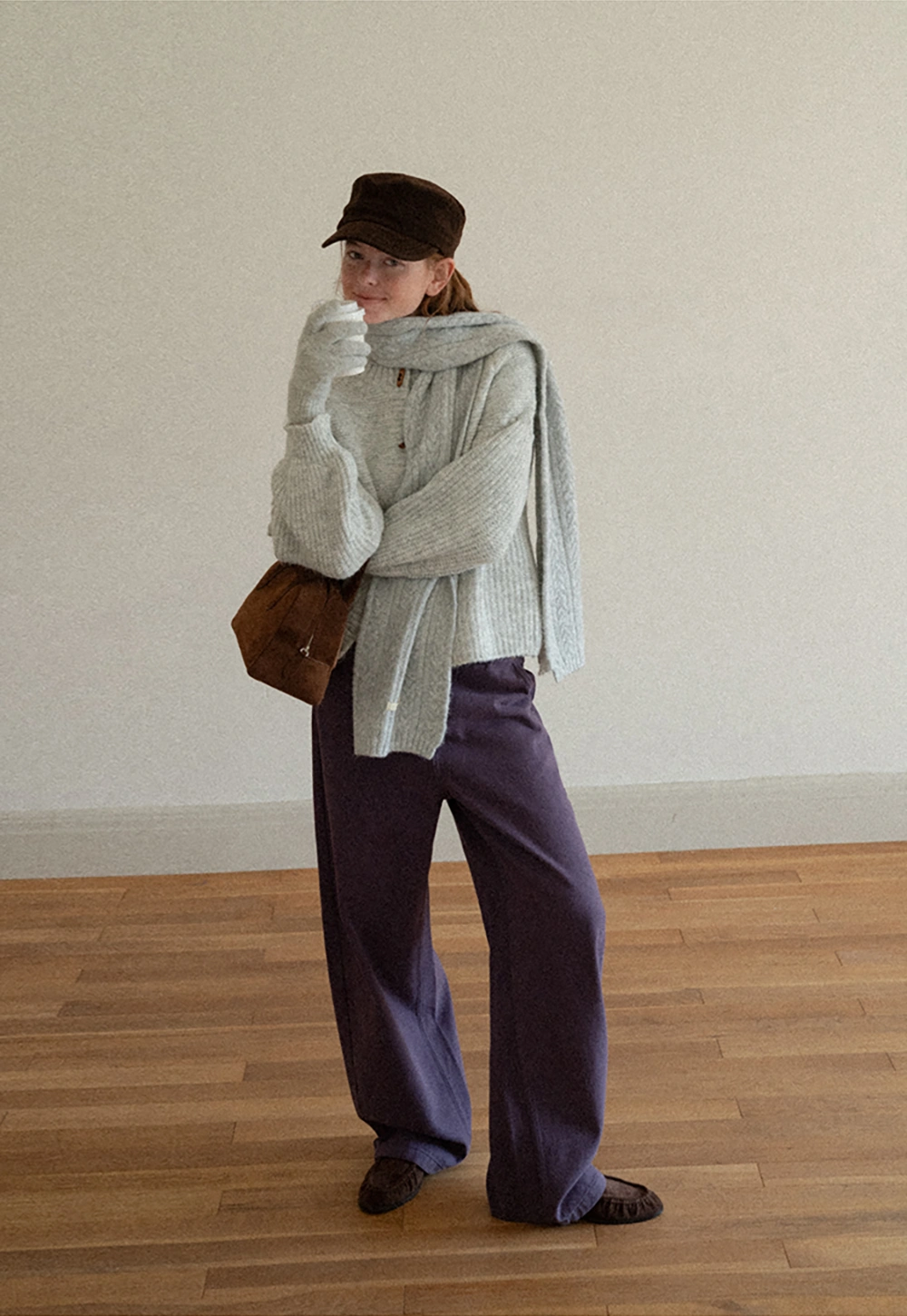 Velvet Baker Boy Cap with Structured Crown