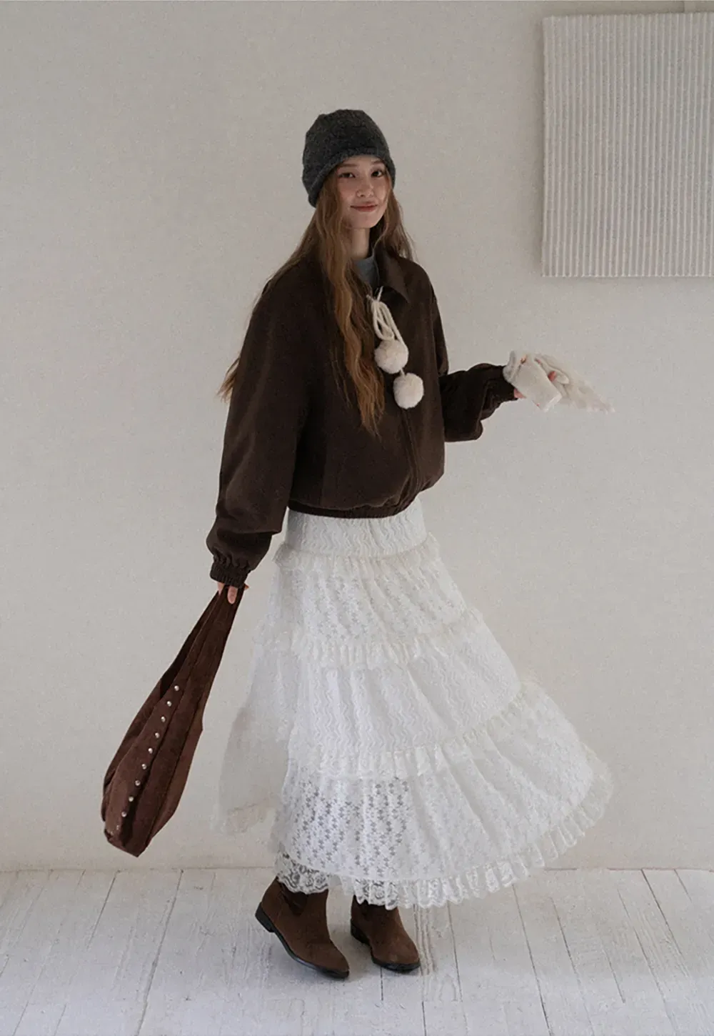 Tiered Lace Midi Skirt