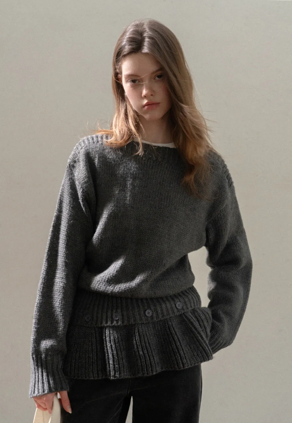 Trendy Women Sweater with Loose Detachable Hem