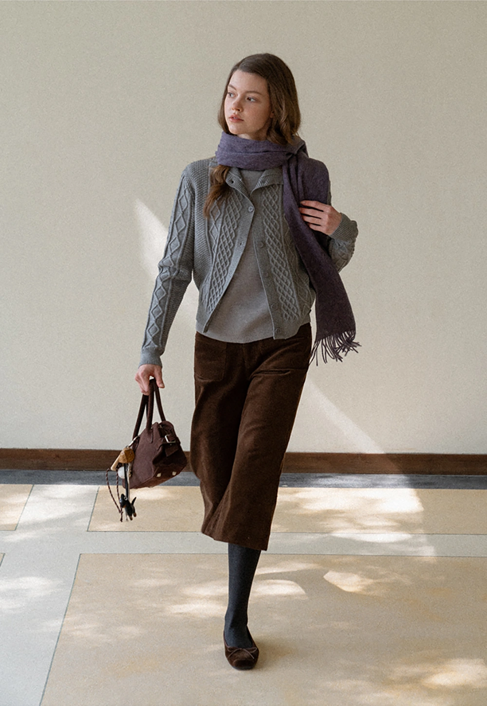 Cable Knit Cropped Cardigan