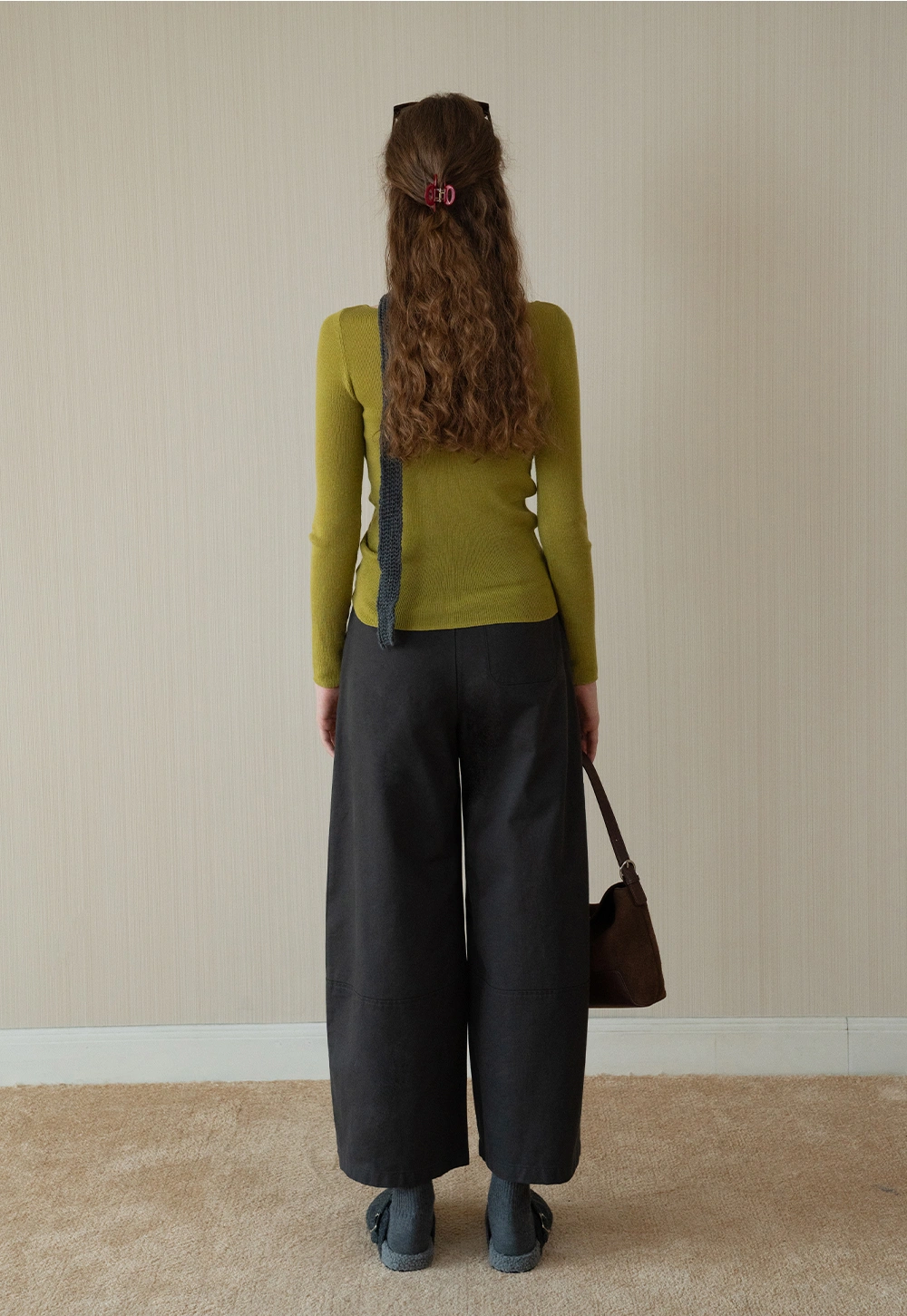 Womens High-Waist Wide-Leg Pants with Belt Detail