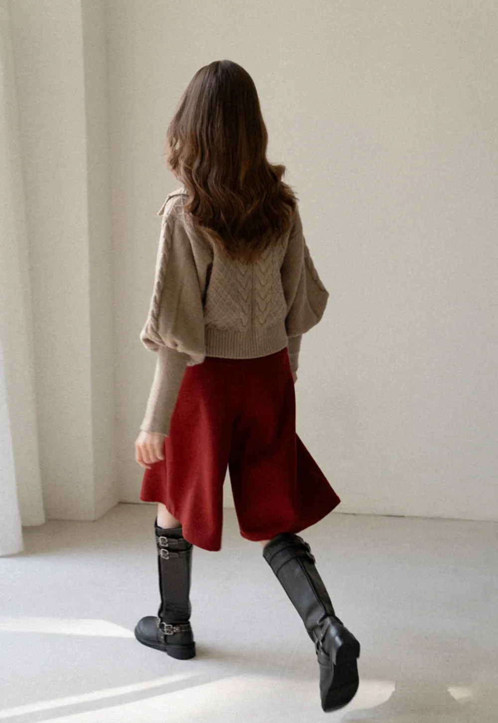 Chunky Knit Cardigan with Balloon Sleeves