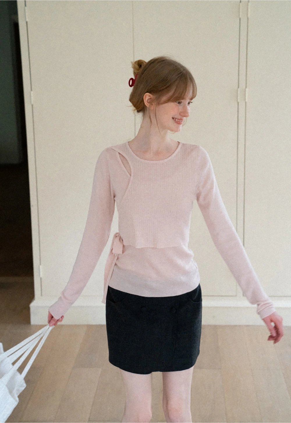 Asymmetrical Wrap Front High Waist Skirt